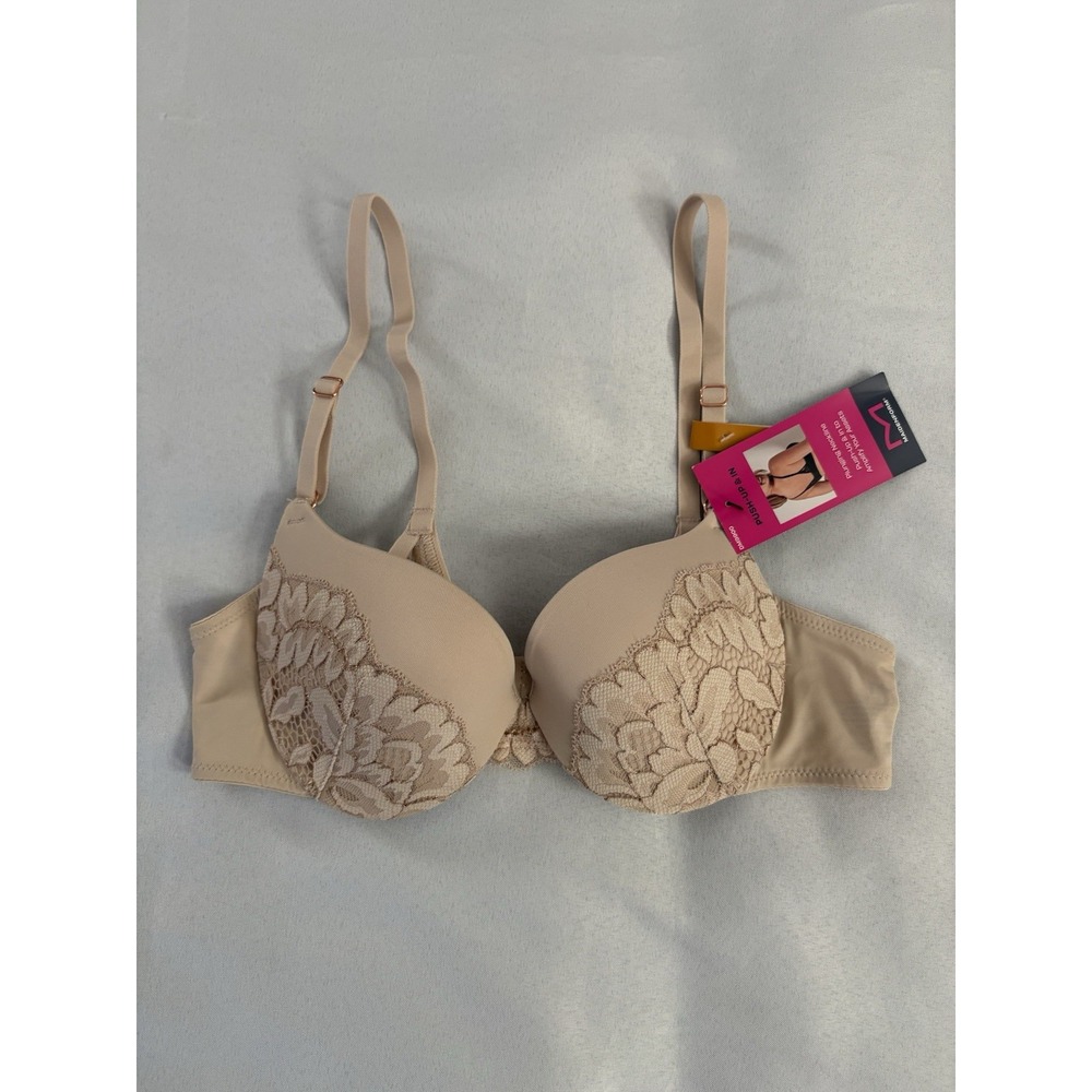 NEW Maidenform Love the Lift Plunging Push-Up Bra Size 32A DM9900 Peach Lace